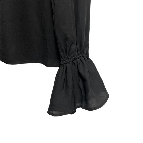 The Impeccable Pig Black mockneck blouse with bell sleeves women’s size medium - Picture 3 of 7